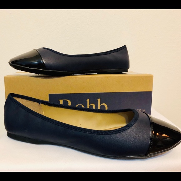 ROHB by Joyce Azria blue/black toe ballet flats - Picture 1 of 10